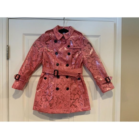 Burberry Children Pink Lace Eastheath Lace Trench Coat, Size 7Y NWT $1,595
